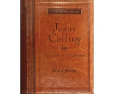 KNYGA Bookshop Young Sarah Jesus Calling, Large Text Brown Leathersoft, with Full Scriptures: Enjoying Peace in His Presence (A 365-Day Devotional)