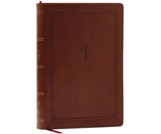 KNYGA Bookshop NKJV Giant Print End-of-Verse Reference Bible, Brown Leathersoft, Raudona Letter, Comfort Print