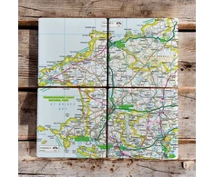 KNYGA Bookshop OS Map Ceramic Four Coaster Set - Pembrokeshire Coast National Park