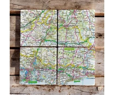KNYGA Bookshop OS Map Ceramic Four Coaster Set - South Downs National Park