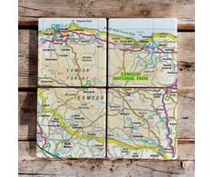 KNYGA Bookshop OS Map Ceramic Four Coaster Set - Exmoor National Park