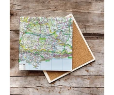 KNYGA Bookshop OS Map Ceramic Single Coaster - South Downs National Park