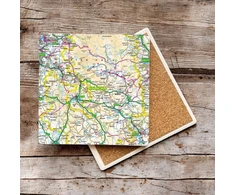 KNYGA Bookshop OS Map Ceramic Single Coaster - Peak District National Park