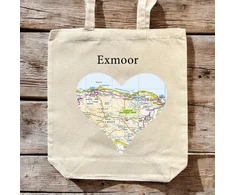 KNYGA Bookshop OS Map Premium Canvas Tote Bag - Exmoor National Park