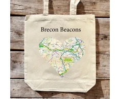 KNYGA Bookshop OS Map Premium Canvas Tote Bag - Brecon Beacons National Park