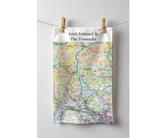 KNYGA Bookshop OS Map Tea-towel - Loch Lomond and The Trossachs National Park