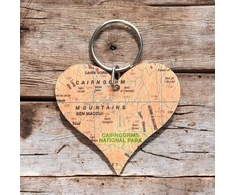 KNYGA Bookshop OS Map Wooden Heart Key-ring - Cairngorms National Park