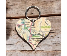 KNYGA Bookshop OS Map Wooden Heart Key-ring - Lake District National Park