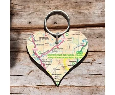 KNYGA Bookshop OS Map Wooden Heart Key-ring - Snowdonia National Park