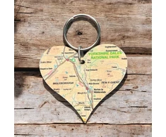 KNYGA Bookshop OS Map Wooden Heart Key-ring - Yorkshire Dales National Park