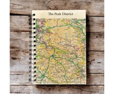 KNYGA Bookshop OS Map Wooden Lined Notebook - Peak District National Park