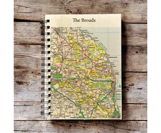 KNYGA Bookshop OS Map Wooden Lined Notebook - The Broads