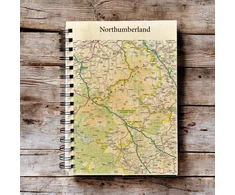 KNYGA Bookshop OS Map Wooden Lined Notebook - Northumberland National Park