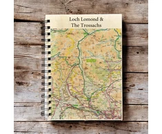 KNYGA Bookshop OS Map Wooden Lined Notebook - Loch Lomond and The Trossachs National Park