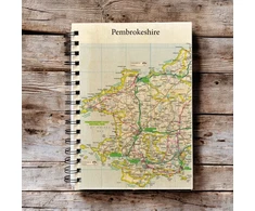 KNYGA Bookshop OS Map Wooden Lined Notebook - Pembrokeshire Coast National Park