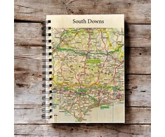 KNYGA Bookshop OS Map Wooden Lined Notebook - South Downs National Park