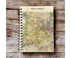 KNYGA Bookshop OS Map Wooden Lined Notebook - New Forest National Park