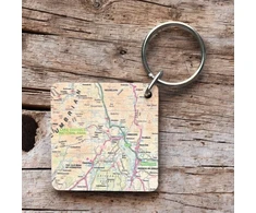 KNYGA Bookshop OS Map Wooden Square Key-ring - Lake District National Park