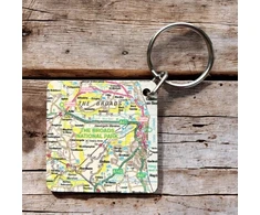 KNYGA Bookshop OS Map Wooden Square Key-ring - The Broads