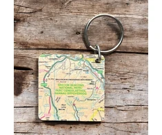 KNYGA Bookshop OS Map Wooden Square Key-ring - Brecon Beacons National Park