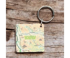 KNYGA Bookshop OS Map Wooden Square Key-ring - Loch Lomond and The Trossachs National Park