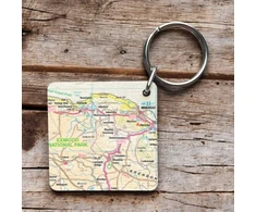 KNYGA Bookshop OS Map Wooden Square Key-ring - Exmoor National Park
