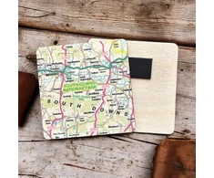 KNYGA Bookshop OS Map Wooden Square Magnet - South Downs National Park