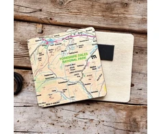 KNYGA Bookshop OS Map Wooden Square Magnet - Yorkshire Dales National Park