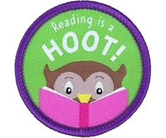 KNYGA Bookshop Reading is a Hoot Sew On Patch
