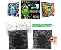 KNYGA Bookshop Igloo Scratch Art 3D Posters: T-Rex &amp; Friends