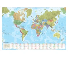 KNYGA Bookshop World Political Marco Polo Wall Map with Flags