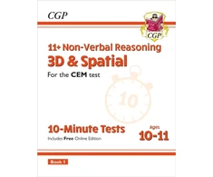 KNYGA Cgp Books 11+ CEM 10-Minute Tests: Non-Verbal Reasoning 3D &amp; Spatial - Ages 10-11 Book 1 (with Online Ed)