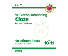 KNYGA Cgp Books 11+ CEM 10-Minute Tests: Verbal Reasoning Cloze - Ages 10-11 Book 2 (with Online Edition)
