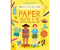 KNYGA Clare Beaton Make &amp; Colour Paper Dolls, 60 Cut-Outs to Colour and Free Stencils