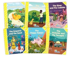KNYGA Emily Guille Marrett Jolly Phonics Folktales Geltona Readers (Level 2) Complete Set (1-6)