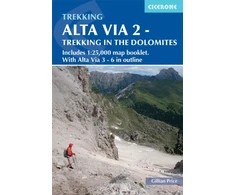 KNYGA Gillian Price Alta Via 2 - Trekking in the Dolomites, Includes 1:25,000 map booklet. With Alte Vie 3-6 in outline