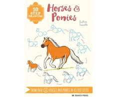 KNYGA Justine Lecouffe 10 Step Drawing: Horses &amp; Ponies, Draw Over 50 Horses and Ponies in 10 Easy Steps
