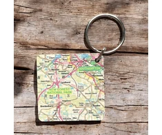 KNYGA Bookshop OS Map Wooden Square Key-ring - New Forest National Park