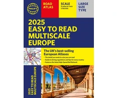 KNYGA Philips Maps 2025 Philip's Easy to Read Multiscale Road Atlas of Europe, (A4 paperback with flaps)
