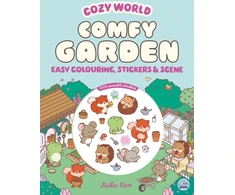 KNYGA Ren Kiku Cozy World Comfy Garden: Easy Colouring and Sticker Scene for Teens, Young Adults and Adults