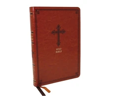 KNYGA Thomas Nelson KJV Holy Bible: Thinline, Brown Leathersoft, Raudona Letter, Comfort Print: King James Version