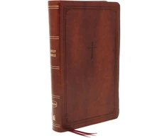 KNYGA Thomas Thomas Nelson NKJV, End-of-Verse Reference Bible, Personal Size Large Print, Leathersoft, Brown, Raudona Letter, Comfort Print, Holy Bible, New King James Version