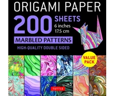 KNYGA Tuttle Publishing Origami Paper 200 sheets Marbled Patterns 6" (15 cm)