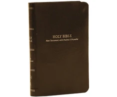 KNYGA Zondervan KJV Holy Bible: Pocket New Testament with Psalms and Proverbs, Brown Leatherflex, Raudona Letter, Comfort Print: King James Version