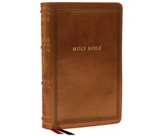 KNYGA Zondervan NKJV Large Print Reference Bible, Brown Leathersoft, Raudona Letter, Comfort Print (Sovereign Collection), Holy Bible, New King James Version