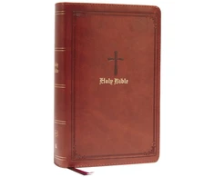 KNYGA Zondervan Publishing KJV Holy Bible: Large Print Single-Column with 43,000 End-of-Verse Cross References, Brown Leathersoft, Personal Size, Raudona Letter, Comfort Print: King James Version