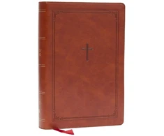 KNYGA Bookshop KJV Giant Print End-of-Verse Reference Bible, Brown Leathersoft, Raudona Letter, Comfort Print