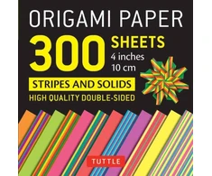 KNYGA Bookshop Origami Paper 300 sheets Stripes and Solids 4" (10 cm)