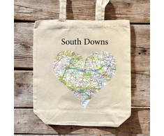 KNYGA Bookshop OS Map Premium Canvas Tote Bag - South Downs National Park