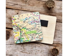 KNYGA Bookshop OS Map Wooden Square Magnet - Peak District National Park